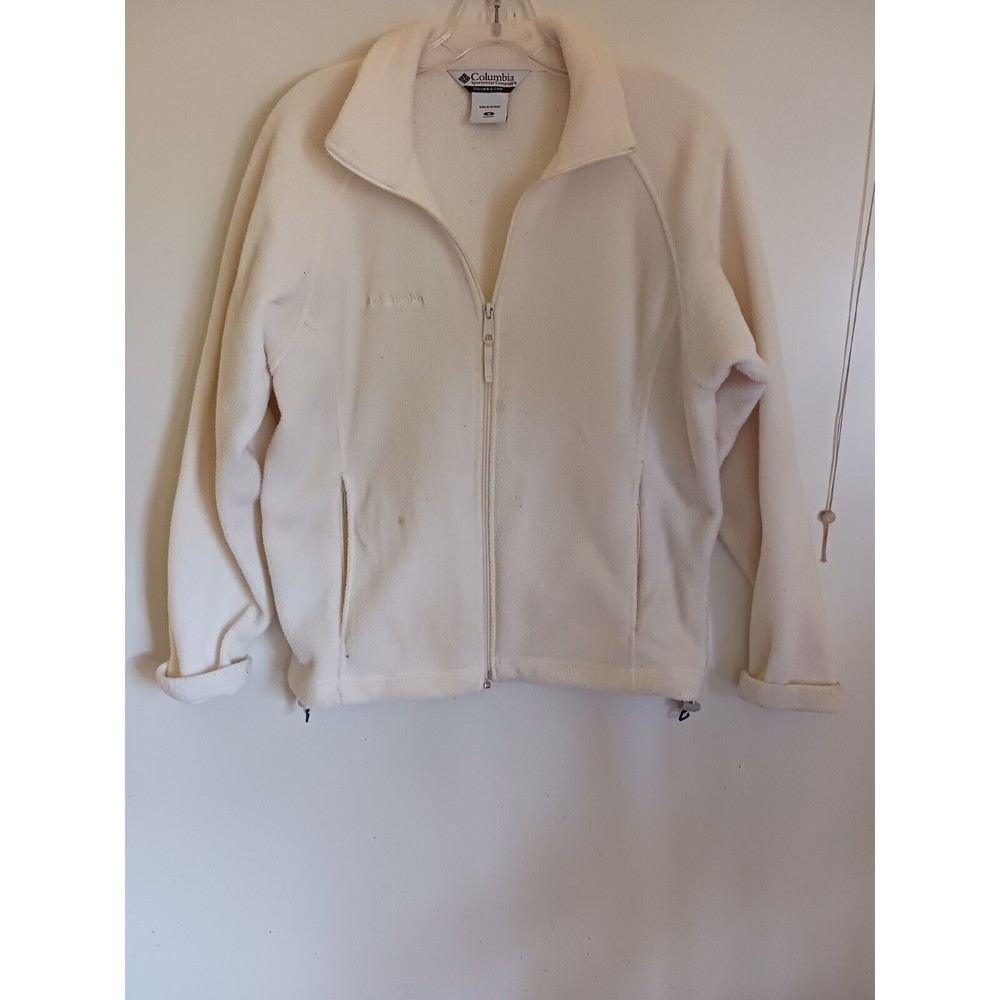 Columbia Full Zip Up Fleece Jacket Womens Size Medium White Long Sleeve